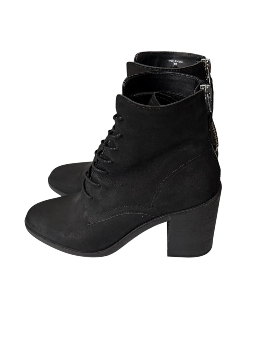 Dolce Vita Black Lace-Up Block Heel Ankle Boots